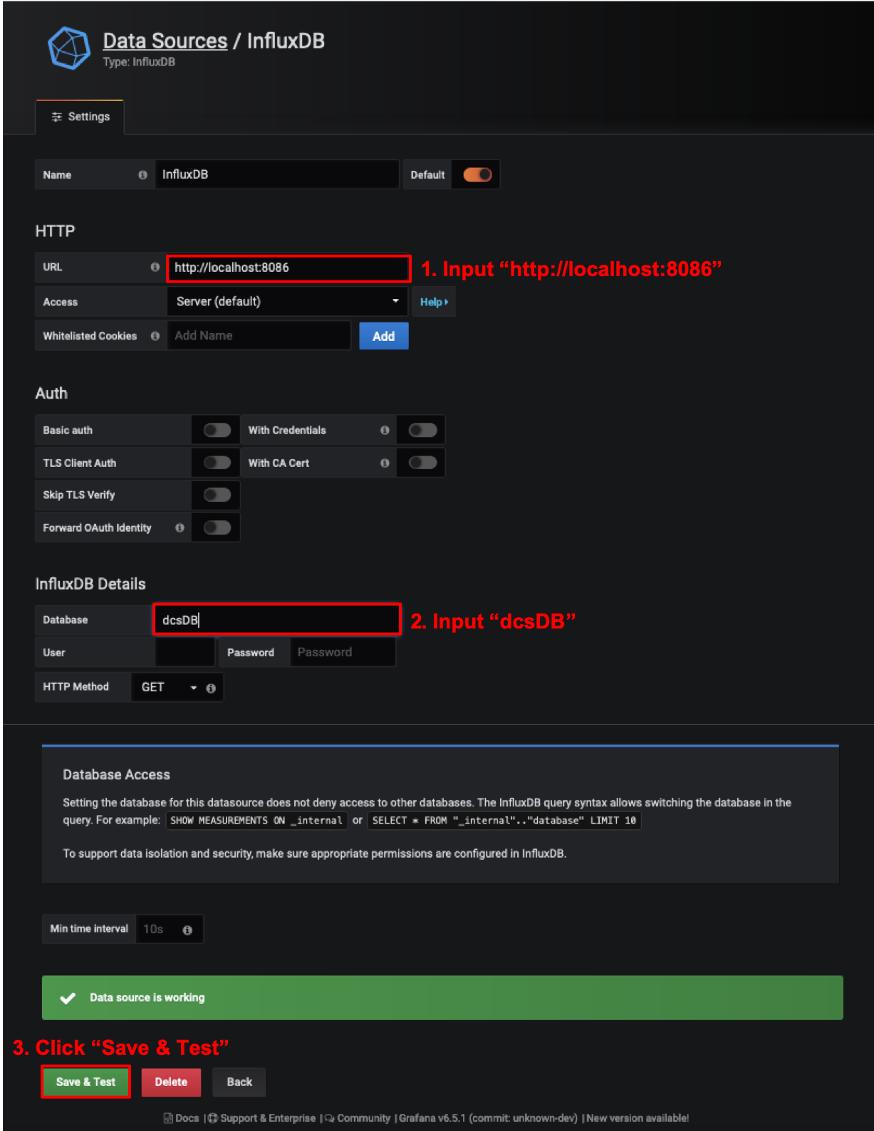 grafana add db source